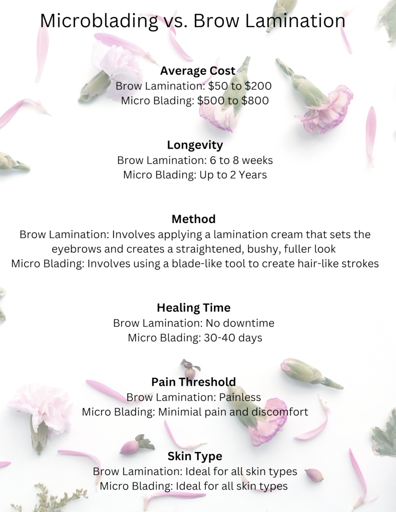 Brow Lamination vs. Microblading Pricing