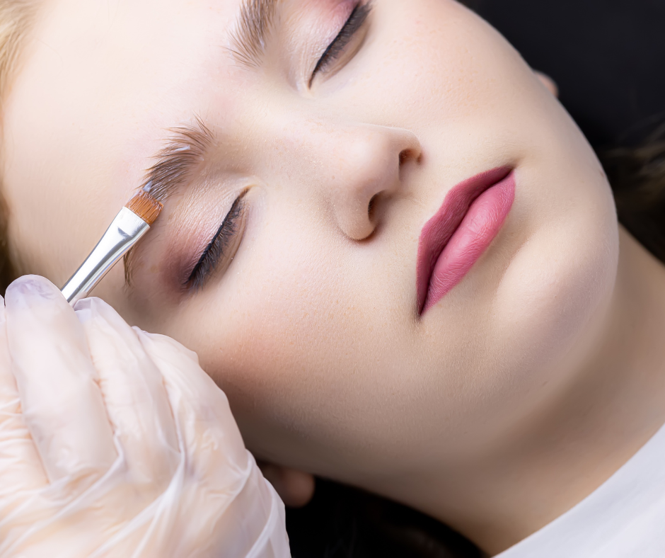 Woman having eyebrows laminated.